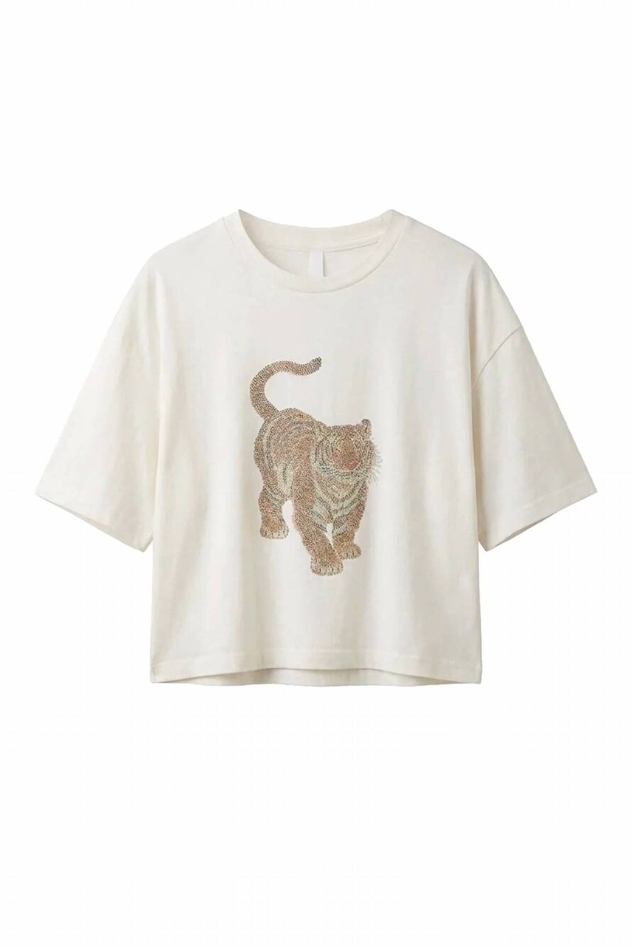 NEW LE SUPERBE women's tiger tee in natural